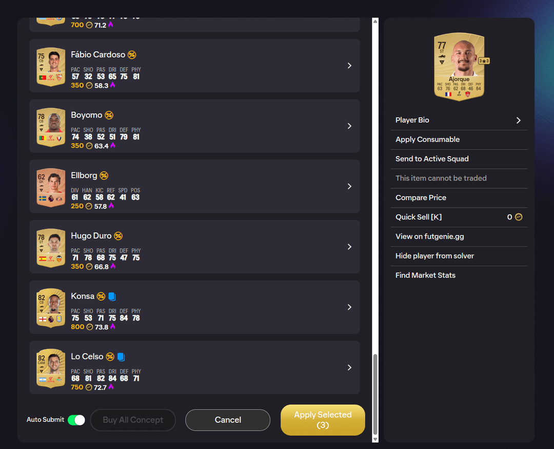 Auto Complete Set | FUTGenie