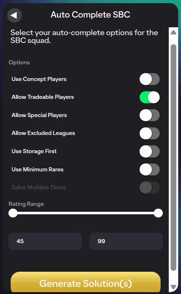 Adjust options
