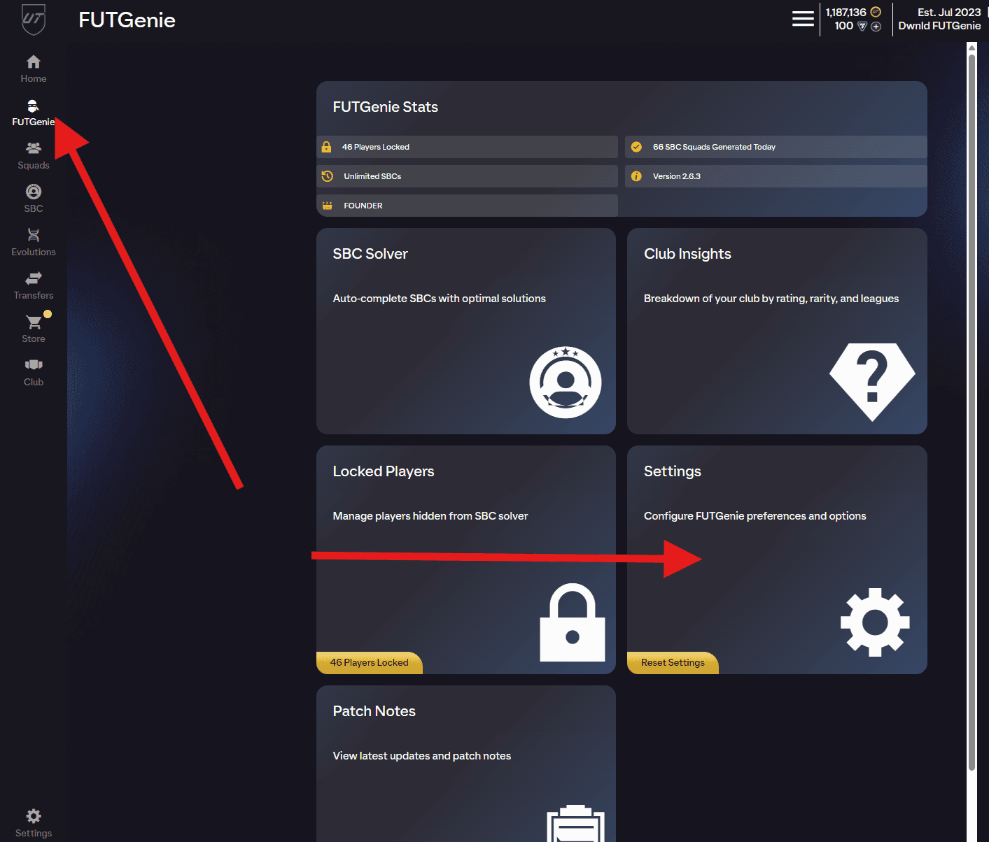 Finding FUTGenie Settings