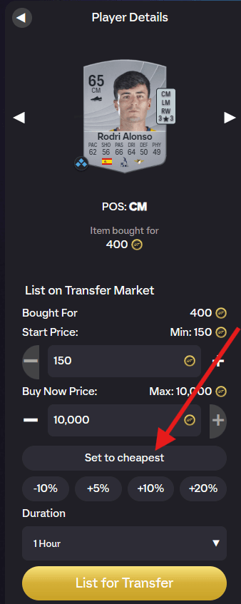 Cheapest market price