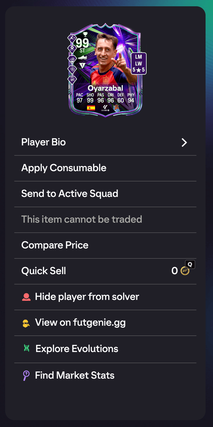 An item detail panel showing the padlock icon and the Hide player from solver action