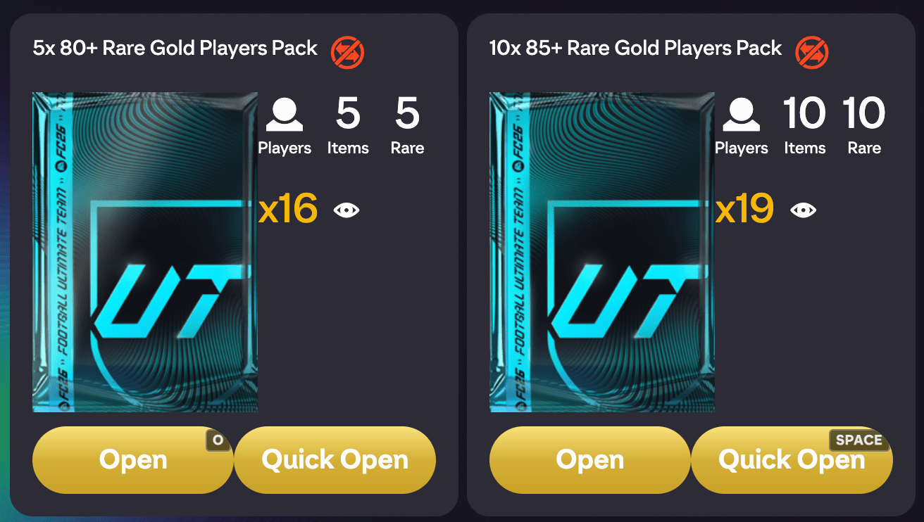 Store pack detail screen with the Quick Open button next to EA's Open button