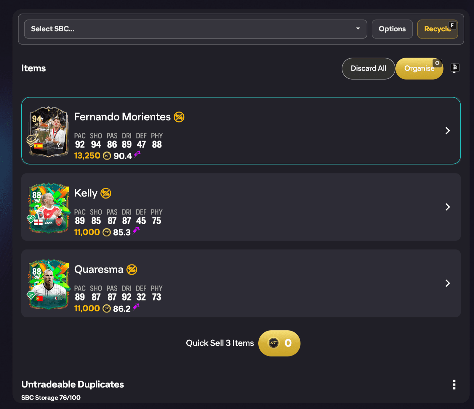 Organise and Recycle Unassigned Items into SBCs
